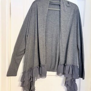 Gray Ruffle Hem Women's Sweater